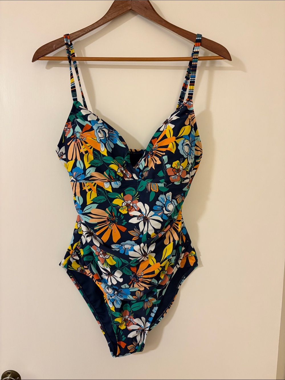 Floral One-Piece Swim Suit - Navy Multicolor